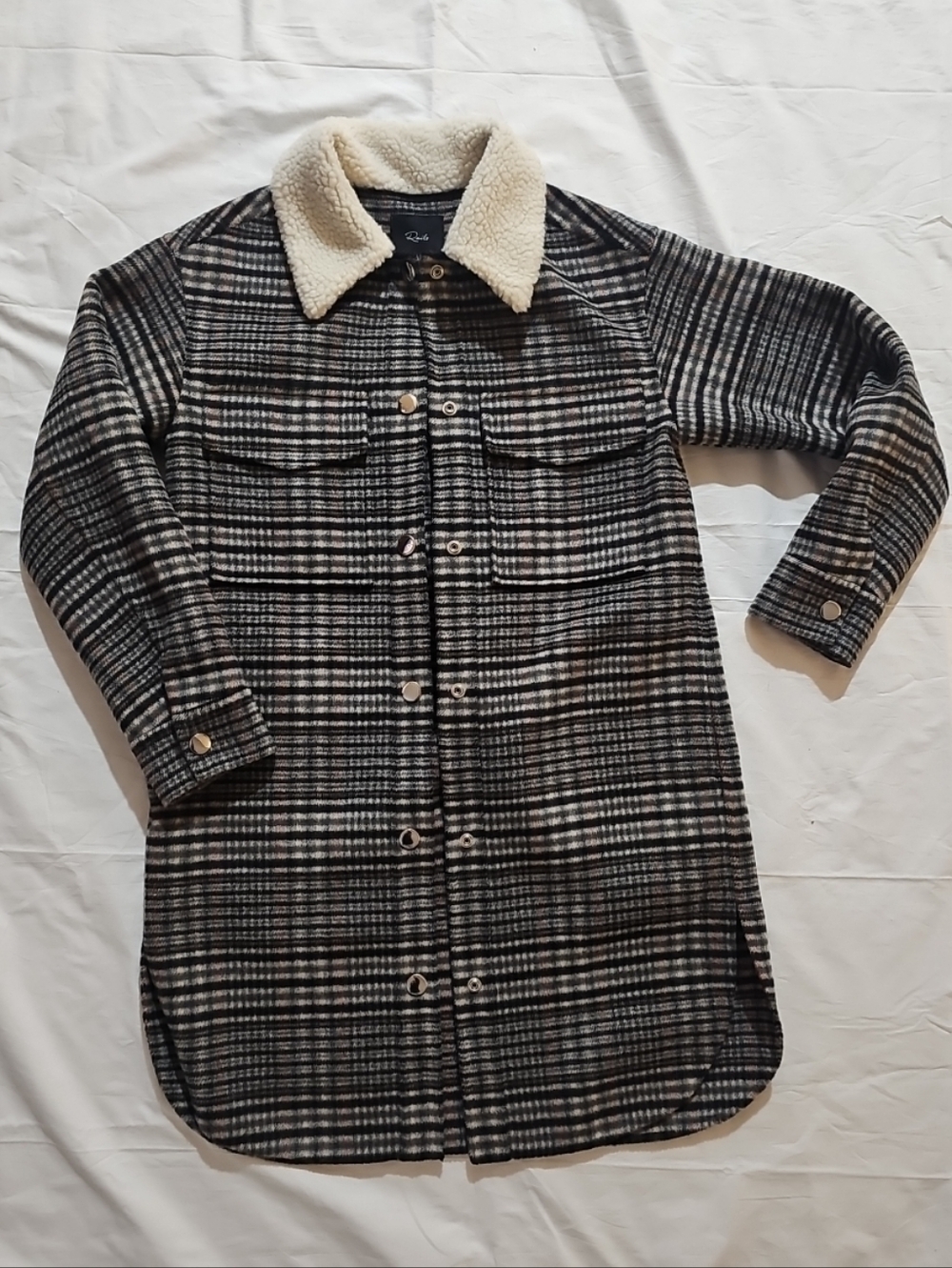 Rails Plaid Wool Blend Long Coat Jacket S